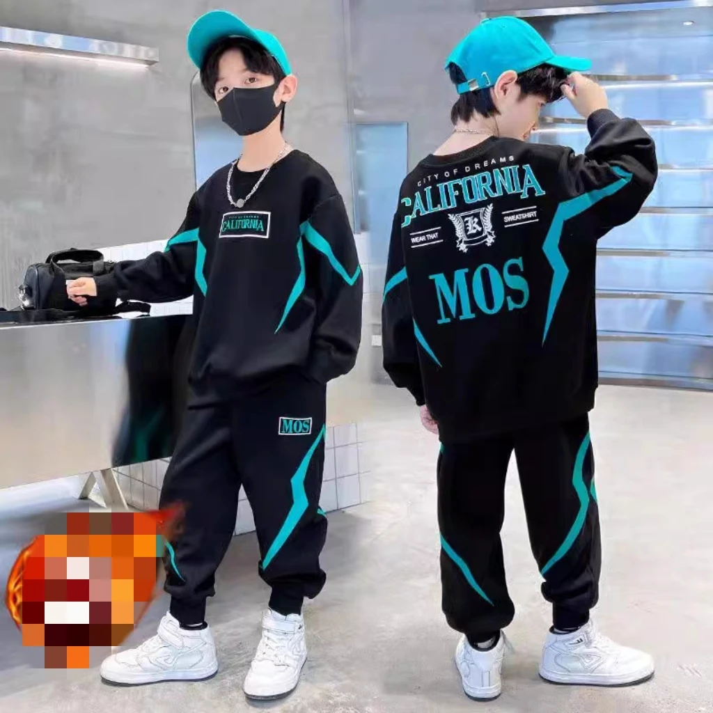 男童春秋季闪电套装洋气运动卫衣卫裤二件套【A9-3-3】