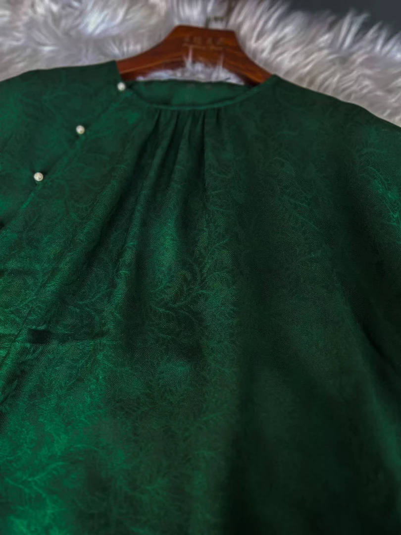 且听吴歌【采撷】百搭小众气质罗料宽松中国风春夏时尚常规圆领上衣