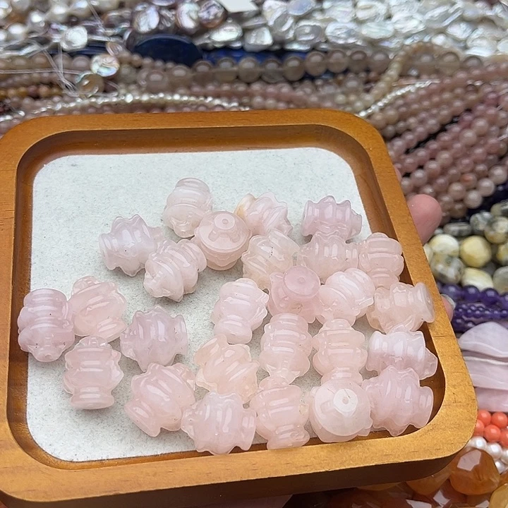 玛瑙/玉髓未镶嵌珠宝半成品2个17/19mm左右粉晶