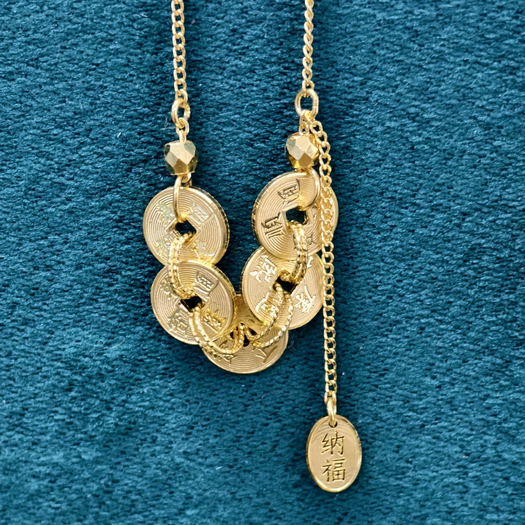 【周老板】足金纳福五帝钱项链（02432410）