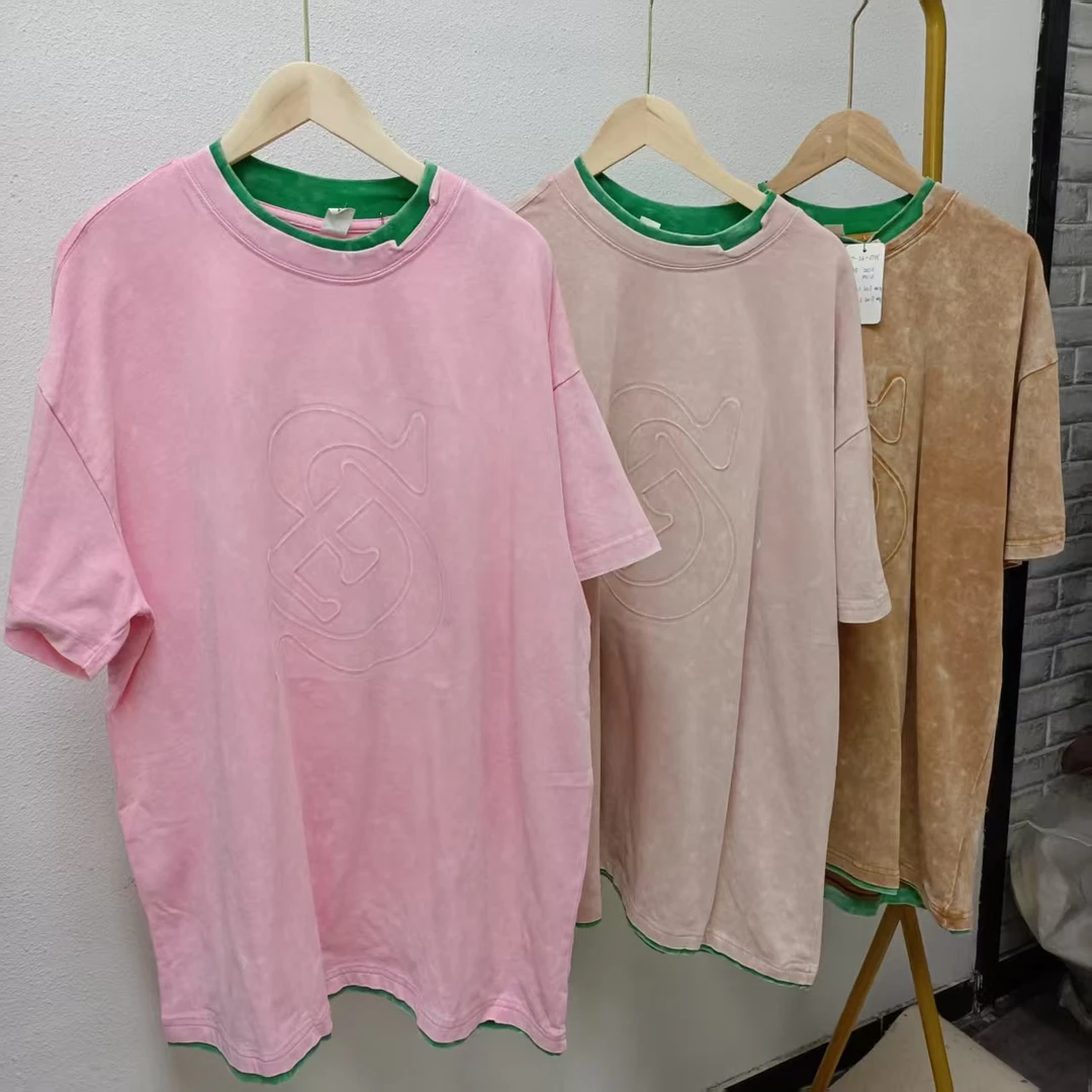 唯琳剪标   4仓T7-21-3705款   100%棉假两件圆领短袖T恤长74左右