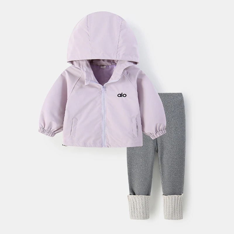 婴幼儿套装小童男童女童套装宝宝两件套新款休闲外套连帽卫衣洋气