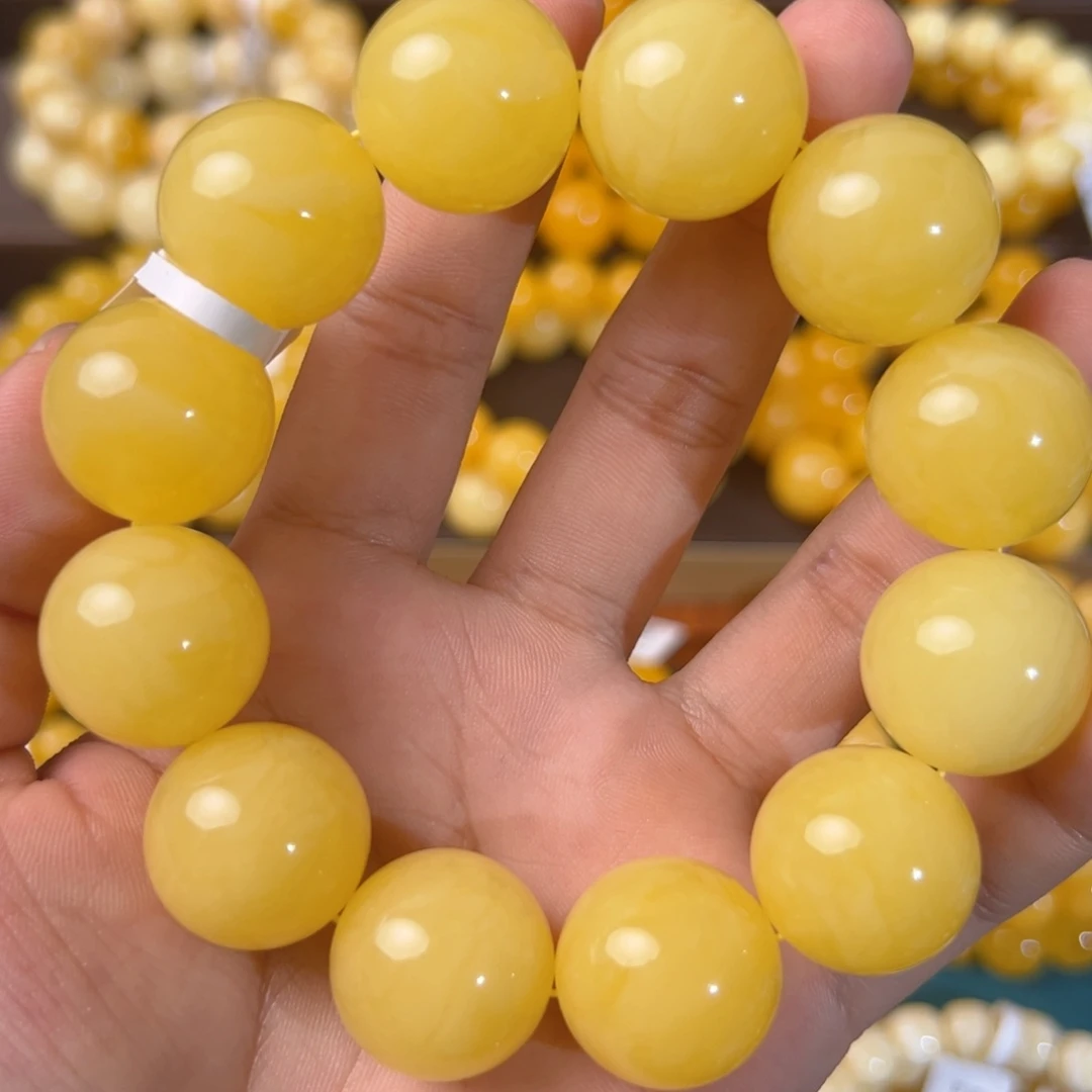 琥珀未镶嵌手链54.34g焦皮同料圆珠20mm xa