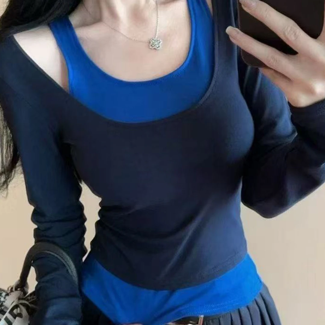 2025欧货早秋新款设计感显瘦两件套女人衫