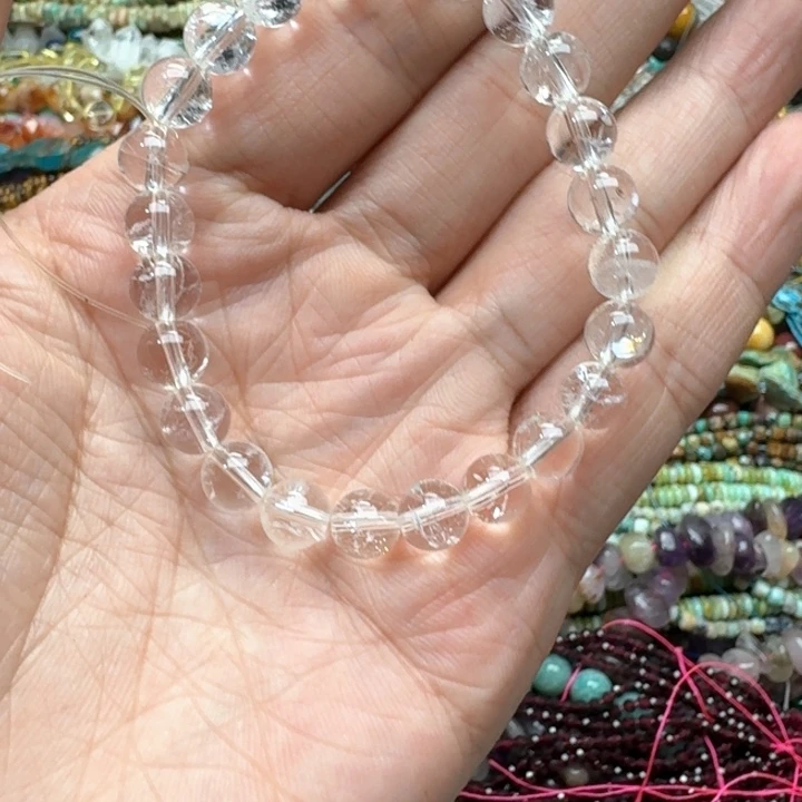 合金玛瑙/玉髓珠宝半成品一条7-8m白阿塞手串