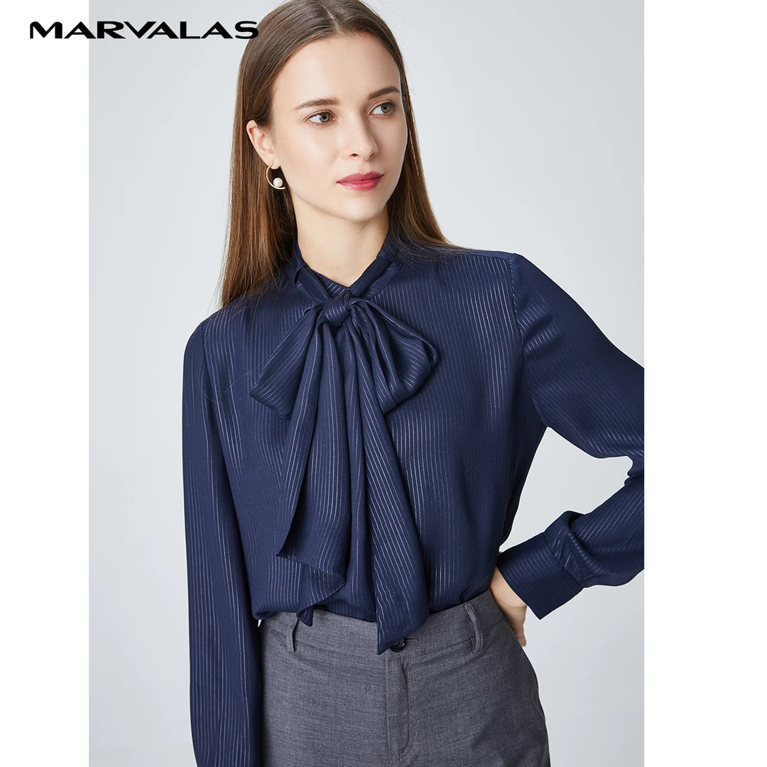 曼德诗雪纺衬衫蝴蝶结复古港味百搭高级上衣#331021-95655