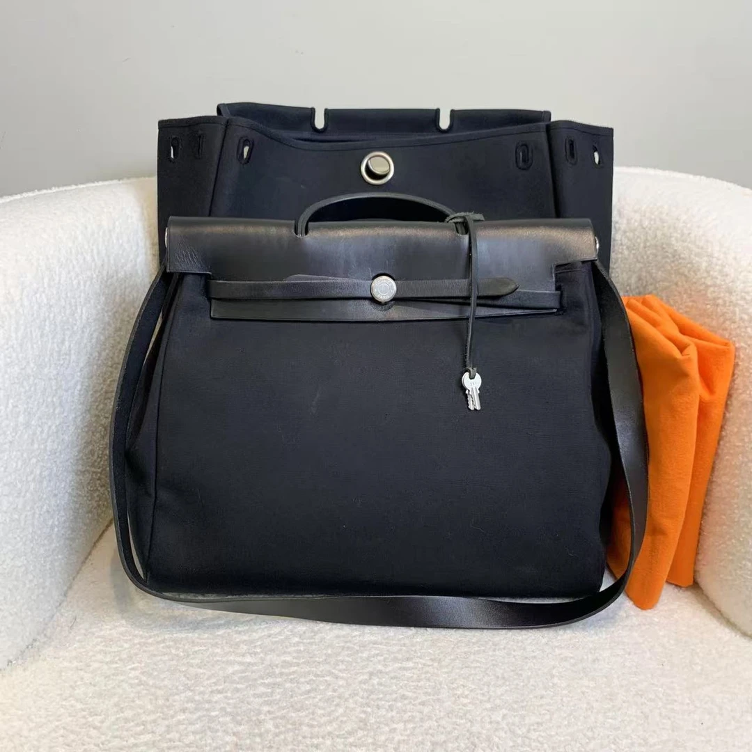 99新 Hermes/爱马仕 壹臻/中古黑银herbag39 框C 20541014