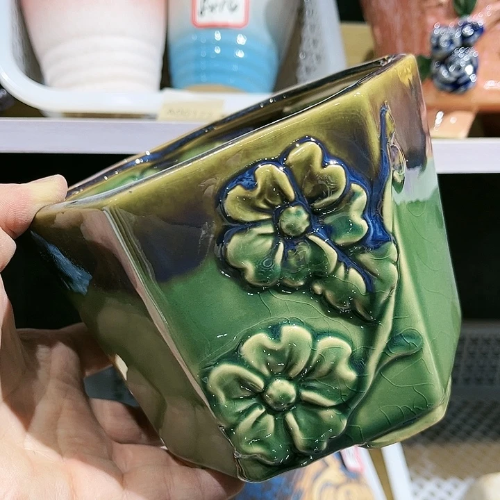 瓷片花盆多肉植物艺术品