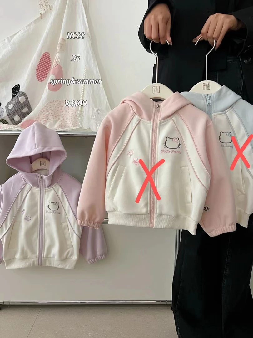 女童紫色卡通连帽外套（YX-K2809-春秋）