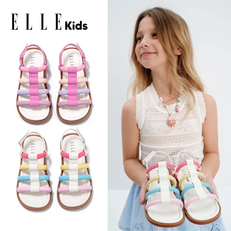 ELLEkids童鞋夏季新款女童凉鞋轻便休闲鞋软底透气时装儿童公主鞋
