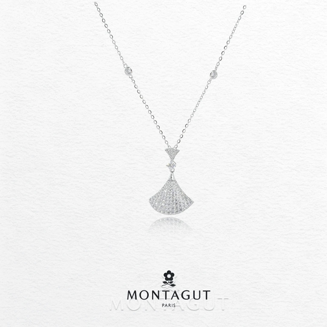 坠链均925银 法国梦特娇轻奢系列晶瓣流扇项链【3866】JJ