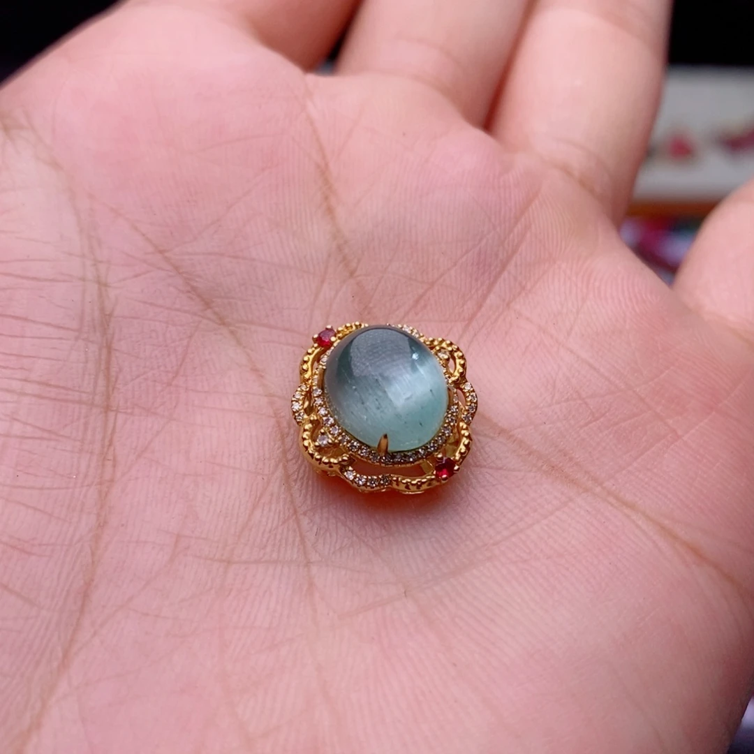 吊坠(不含链)18K金镶嵌碧玺d