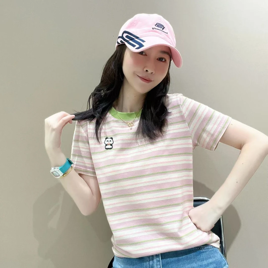 熊猫短袖创意短袖503205显瘦洋气时尚百搭设计感休闲体袖圆领