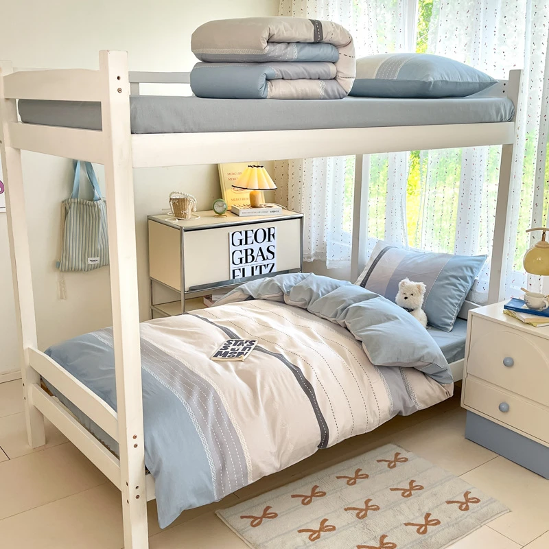 简约全棉学生三件套宿舍100棉无印风单人寝室被套学校用品高级感