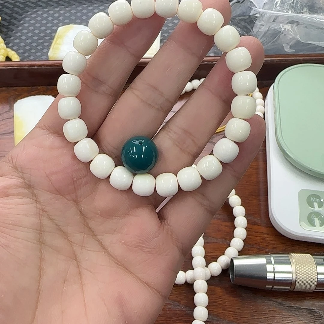 手串白玉菩提9玉华驼骨送珠子