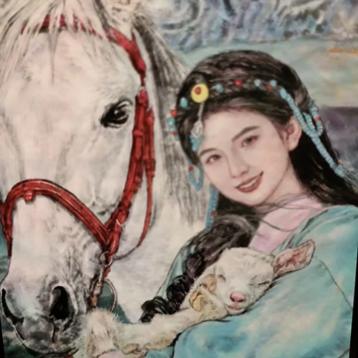 国画人物画作精品带框