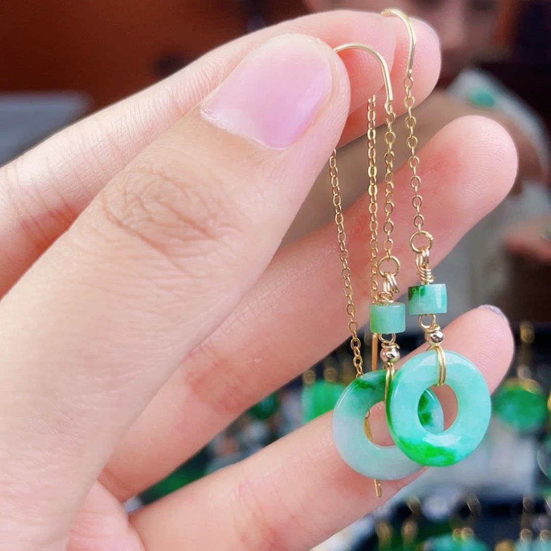 翡翠银S925镶嵌耳饰饰品