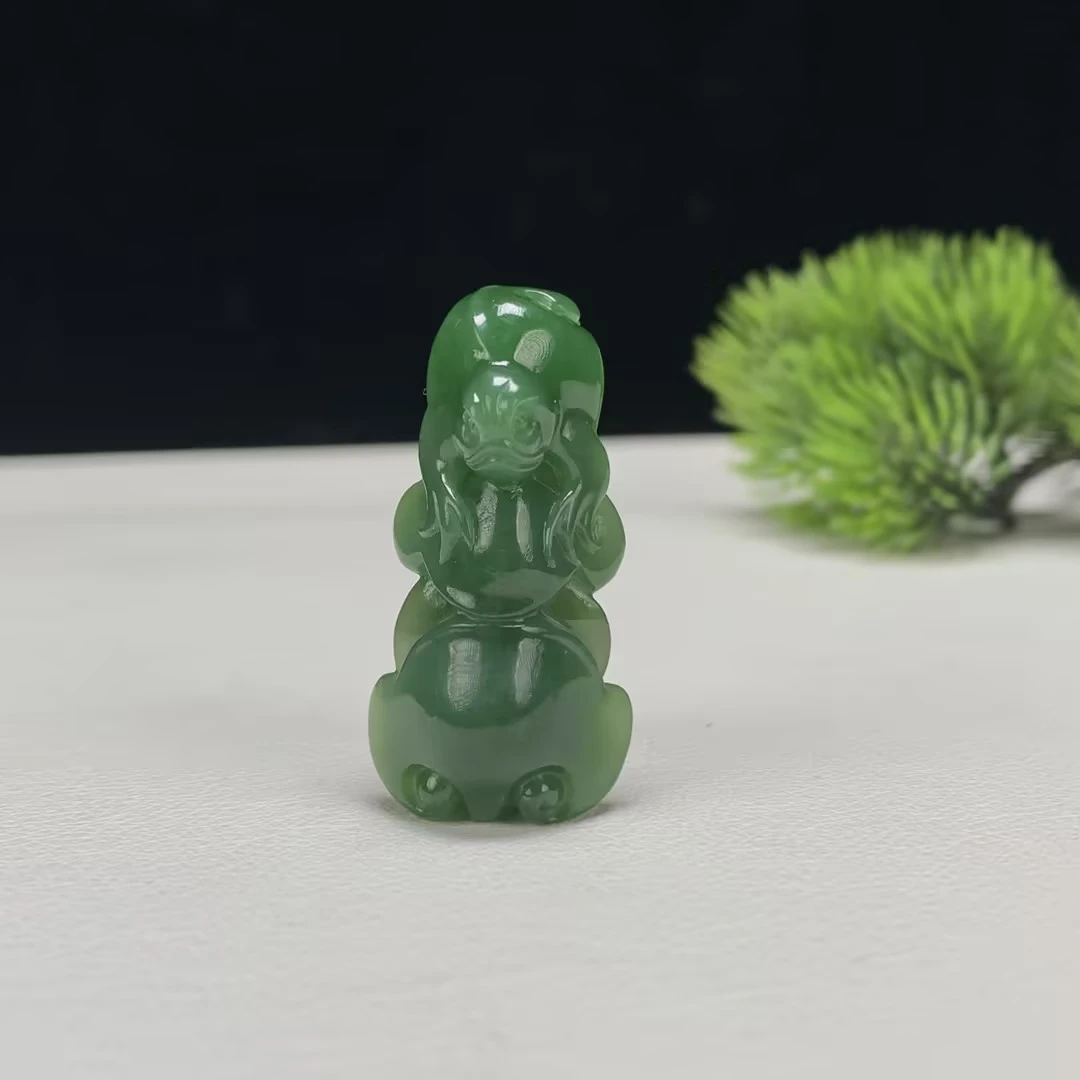【豫人豫品】天然和田玉吊坠碧玉金蟾h339