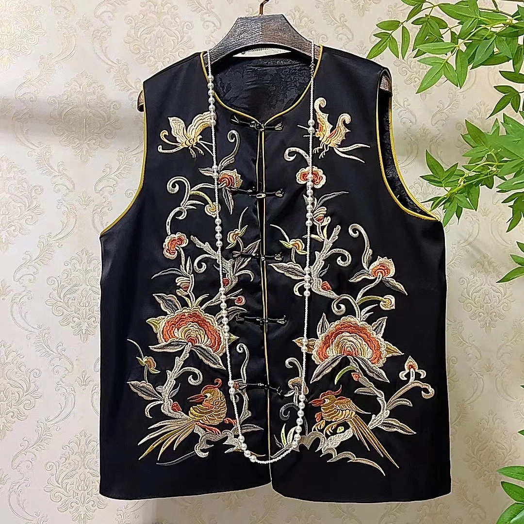 YY春季新款重工刺绣马夹胖妹妹洋气显瘦坎肩73023