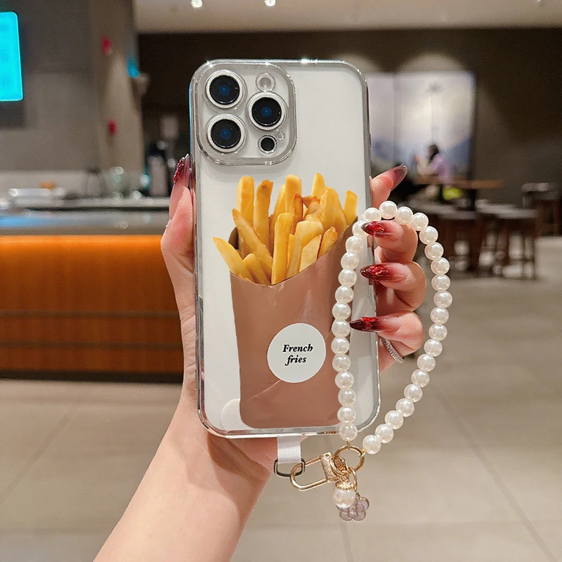 【苹果】薯条图案适用苹果系列iphone16/15/14手机壳手链防摔