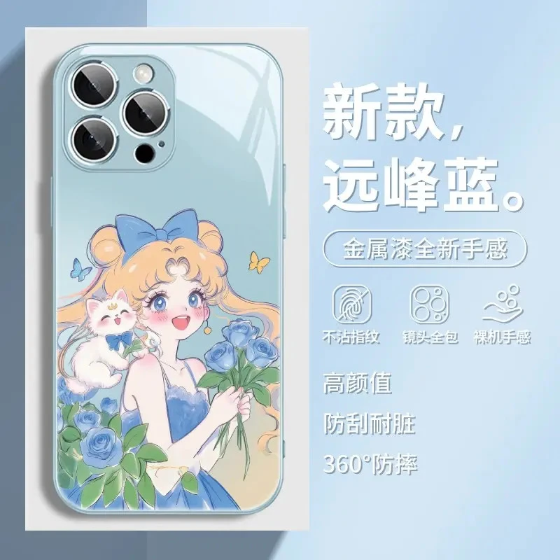 适用华为/苹果16/vivo/小米/oppo捧花水冰月可爱网红少女心手机壳