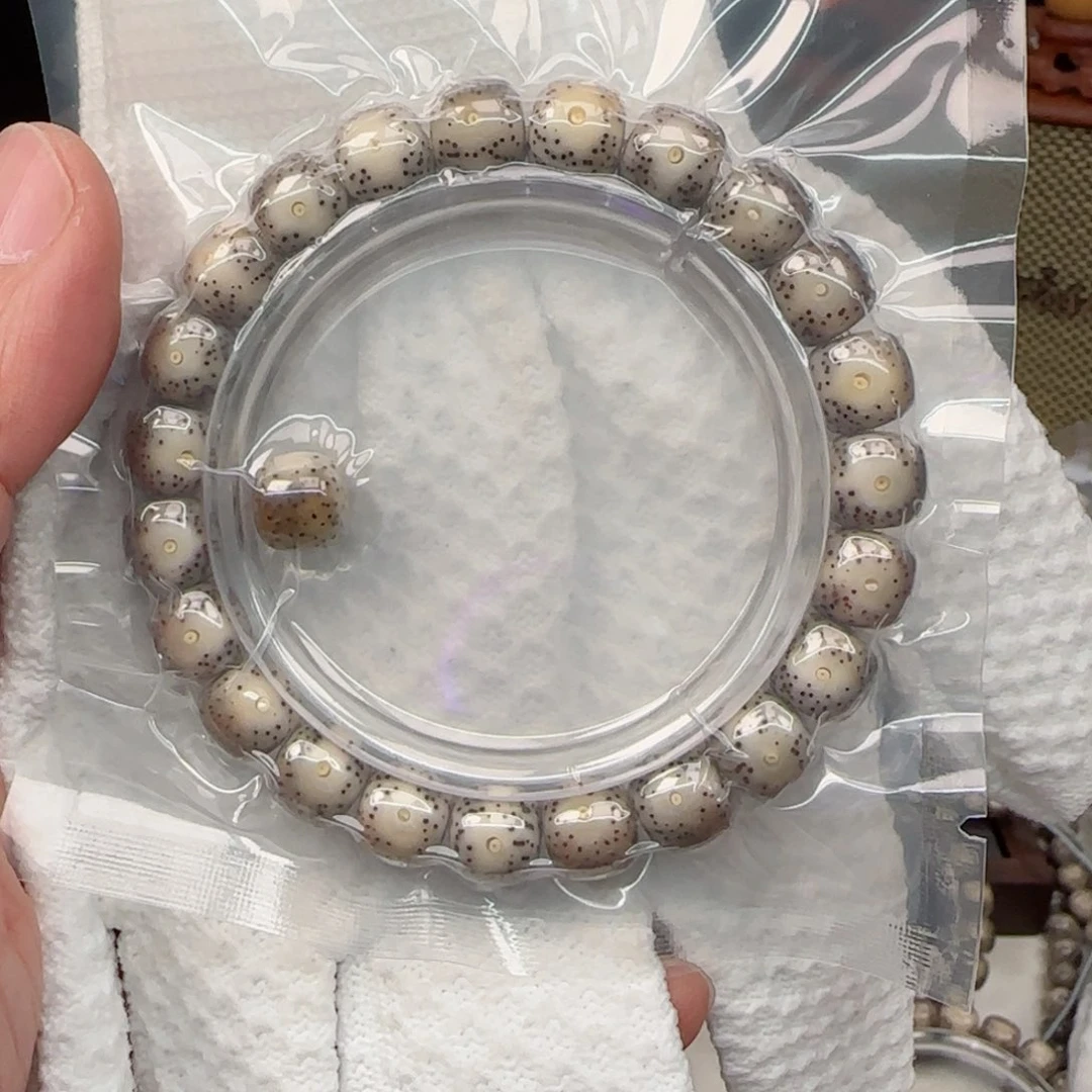 星月菩提手串灰皮果冻骨瓷白大眼睛10*9