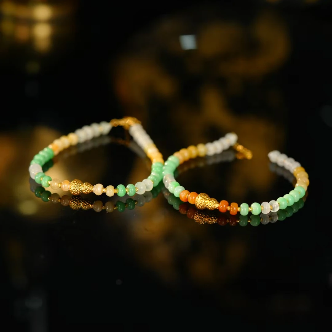 【初见珠宝】18K金翡翠手链18-3CH416X39【多样性发一件】