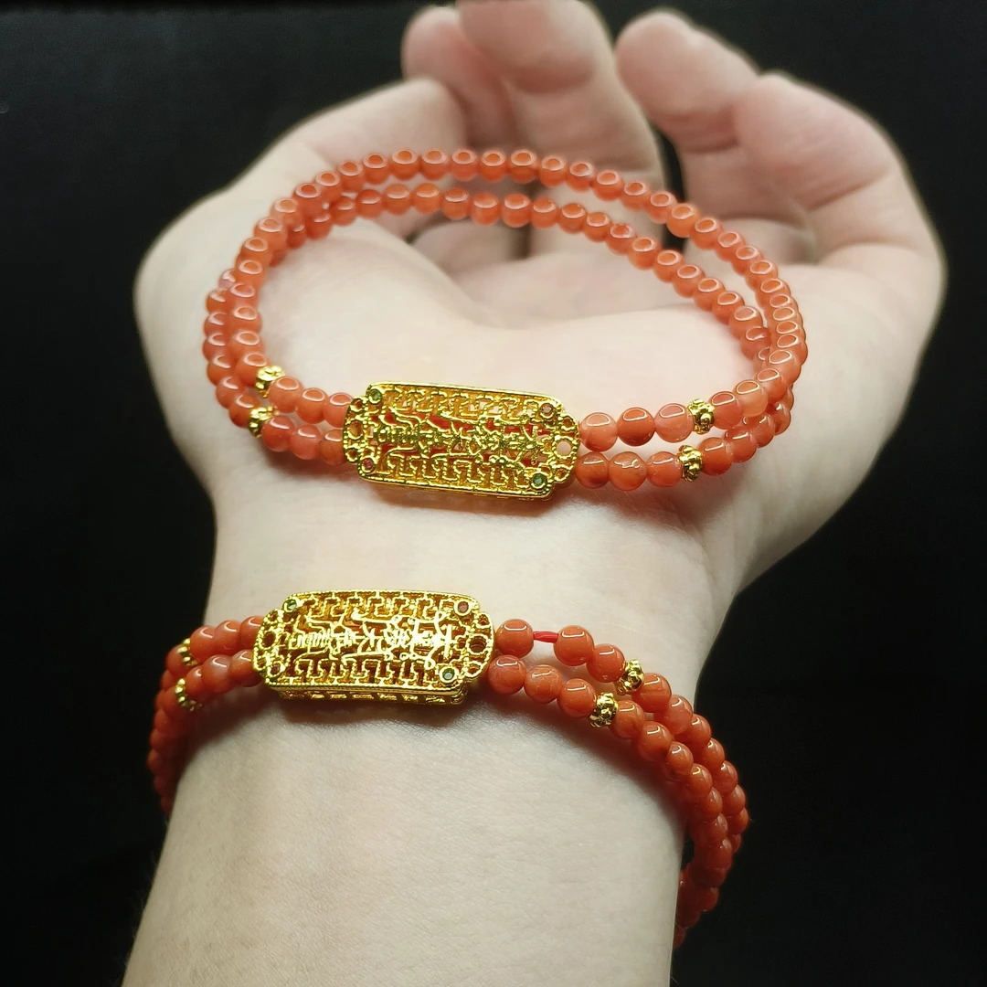 【东北哥精选】南红DIY双圈手串X9【多样性发其一】约mm