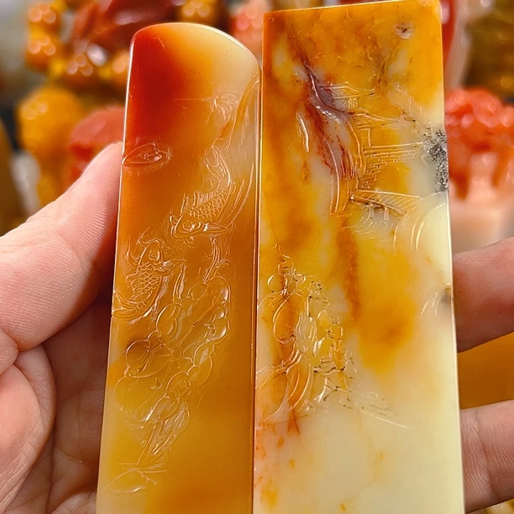晨***风寿山石印石来两方寿山芙蓉石