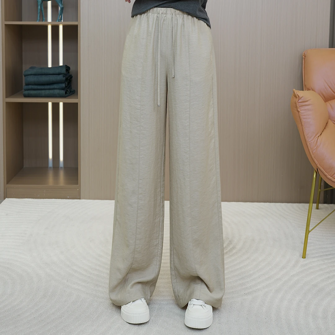 小宜原初 冰丝亚麻阔腿裤女夏季薄款宽松直筒休闲百搭防晒山本裤