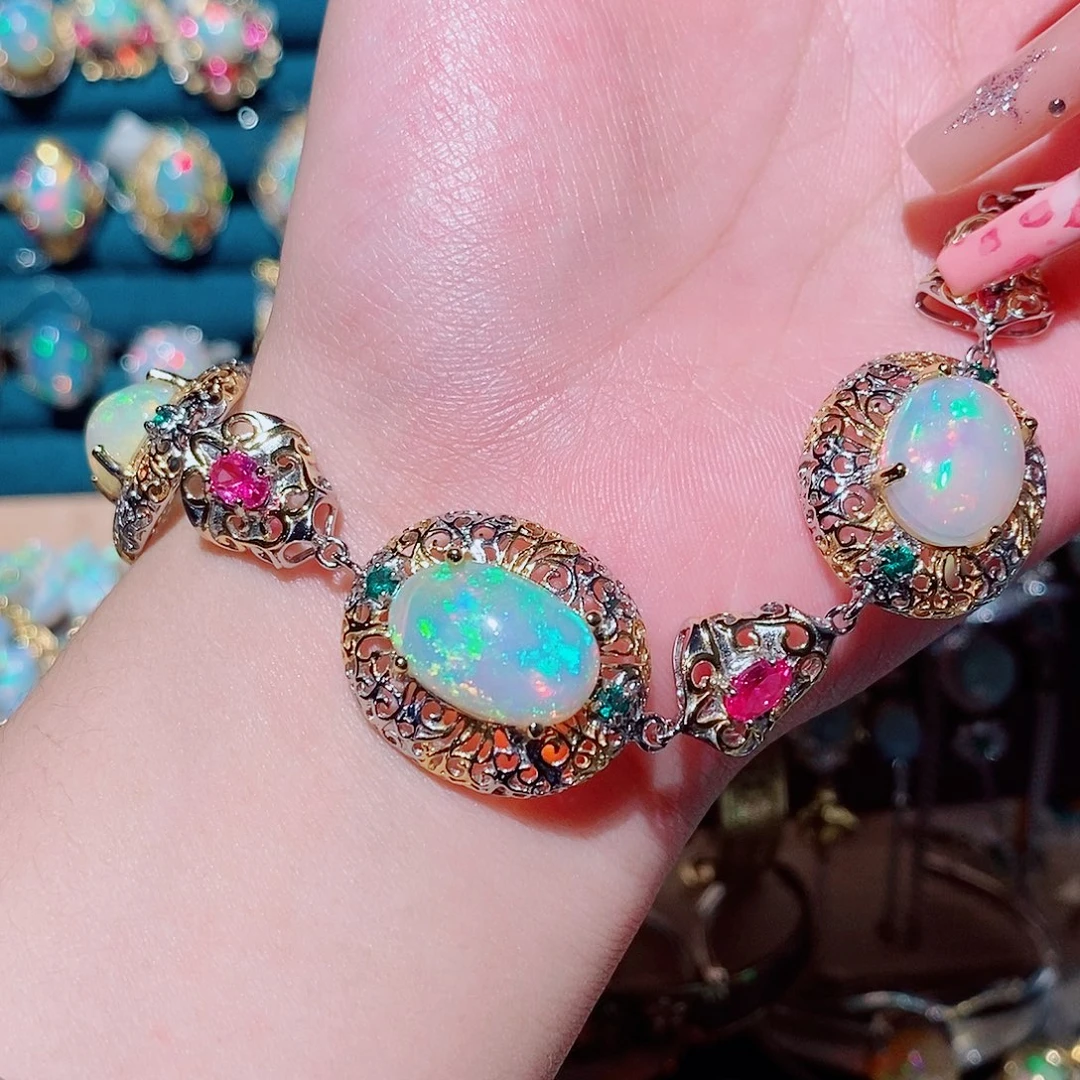 欧泊银S925镶嵌手链