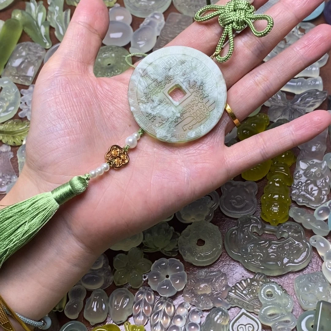 蛇纹石玉合金项链
