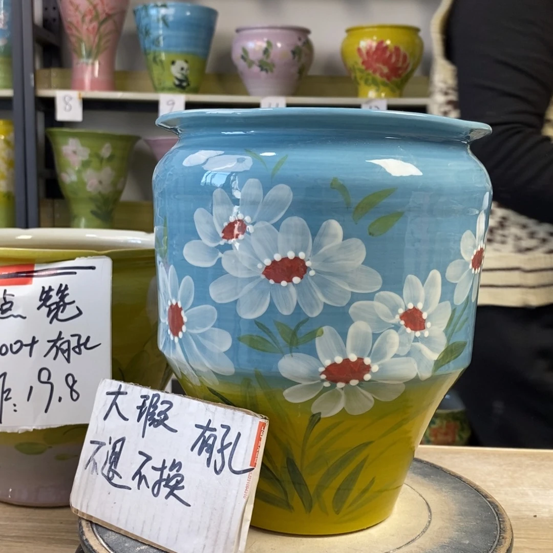 景德镇手工手绘陶瓷花盆
