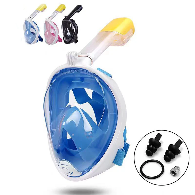 成人儿童游泳装备潜水面罩全干式呼吸管全脸防水泳镜面镜S421