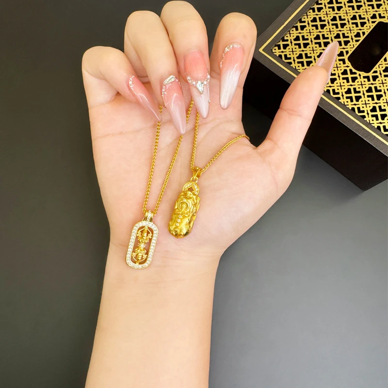 铜吊坠 铜合金 韦雪同款古法招财貔貅金刚杵葫芦坠链不掉色手工