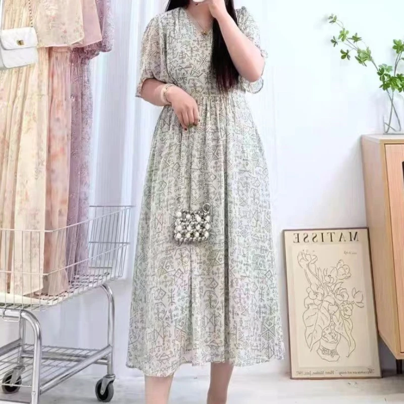 【上新梅姐】夏季新款时尚百搭简约气质大码连衣裙082