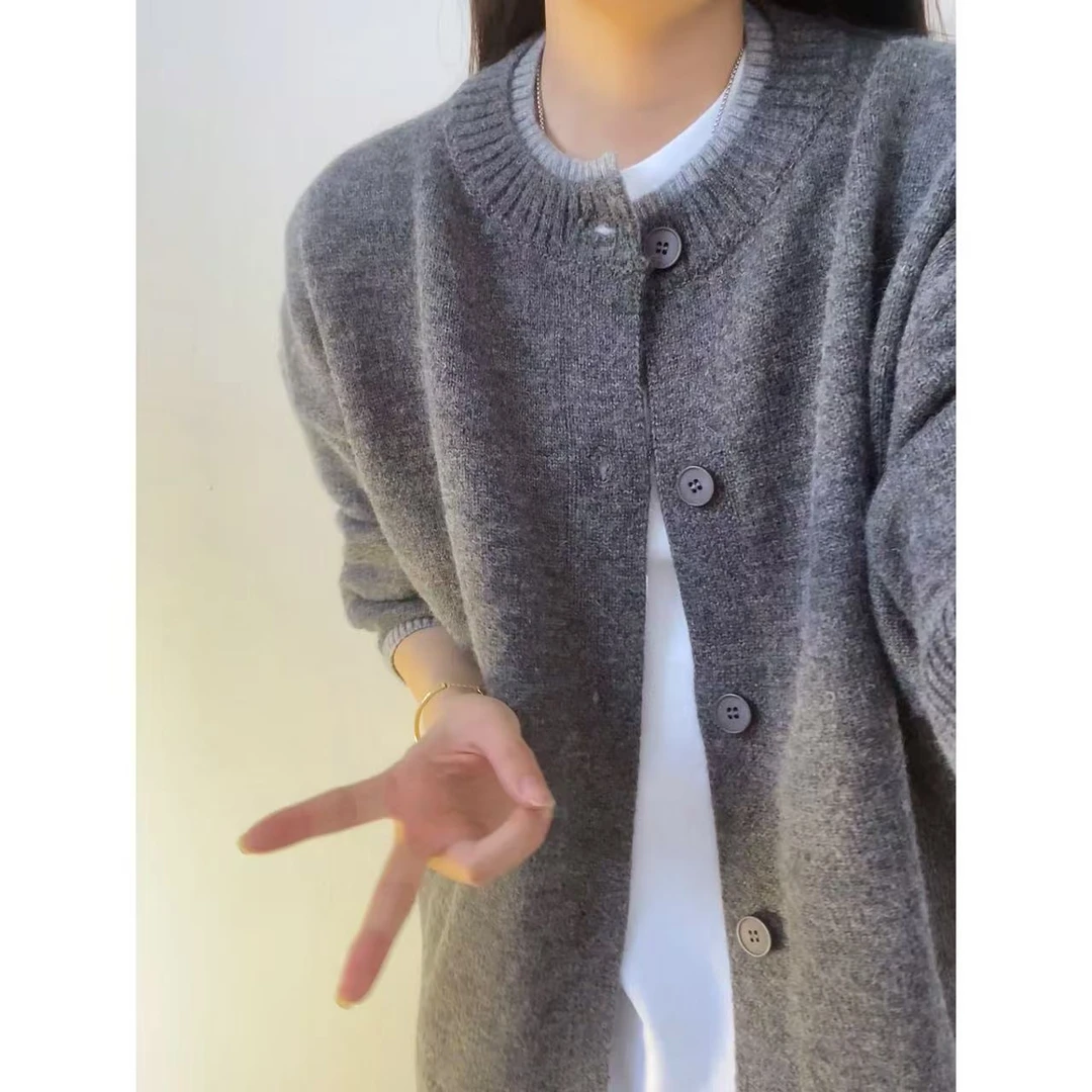 美式复古假两件双层领针织毛衣男款秋季慵懒风高级感休闲开衫外套