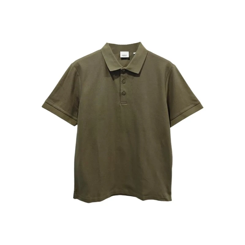 未使用 BURBERRY/博柏利 纯色纽扣棉质短袖Polo衫男款军绿色
