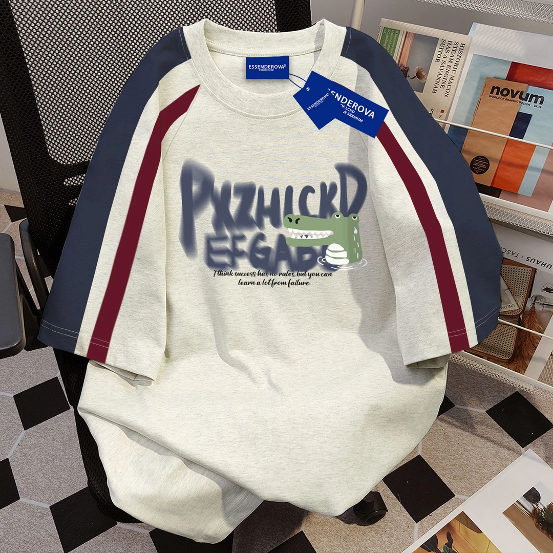 100%纯棉韩系高街字母圆领短袖t恤女夏季宽松通勤百搭情侣上衣ins