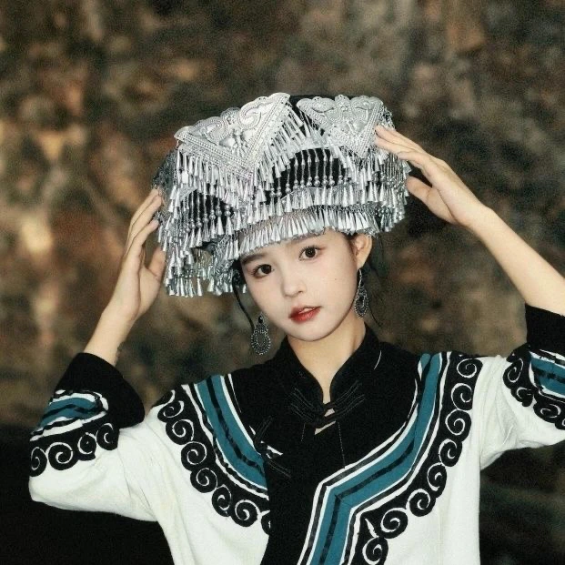 创合银凉山彝族哑光银时尚头饰拍照新娘民族风彝族头饰苗族帽子