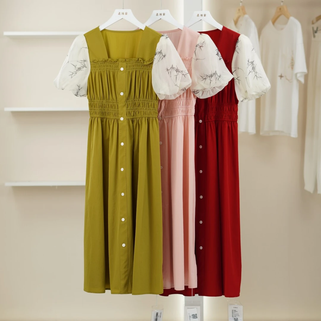 一跟童行 3051314 夏季假两件小仙女遮肚子显瘦减龄连衣裙撤柜
