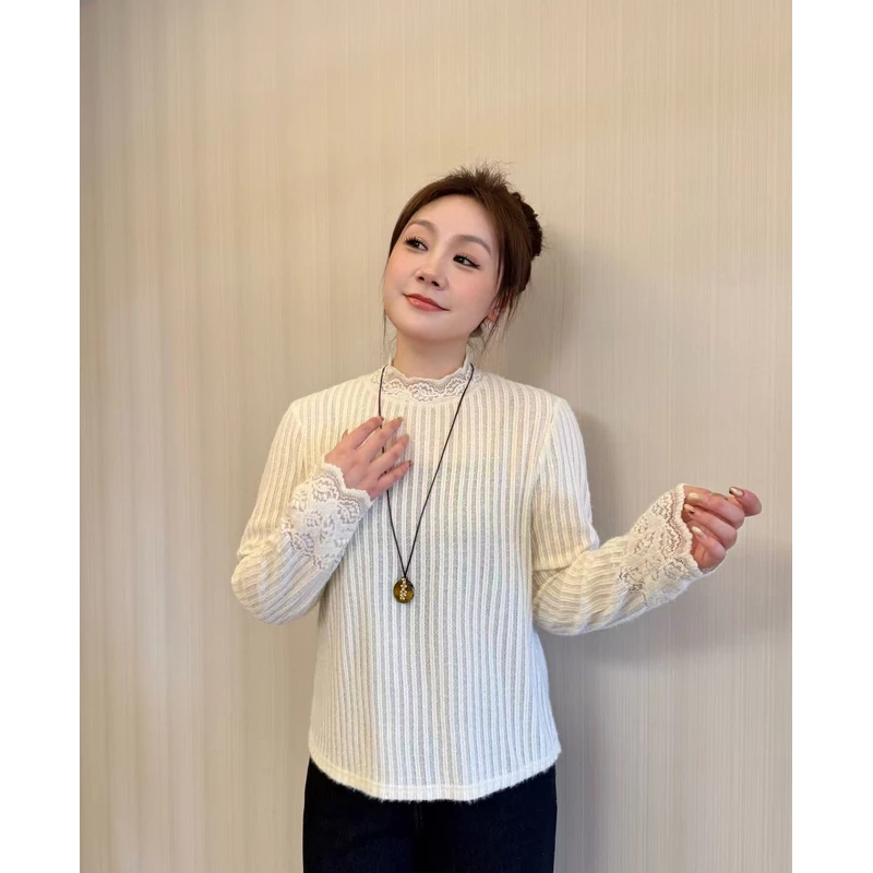 NANJIE/楠姐【尤莉甜】雪花条正肩显瘦蕾丝边内搭XNS6647