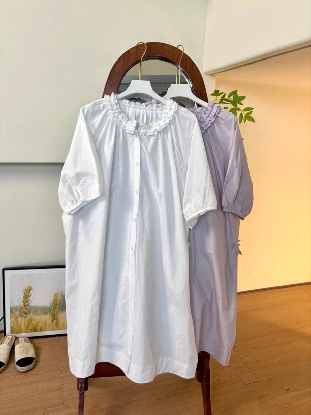 温柔革命 木耳花瓣领衬衫连衣裙