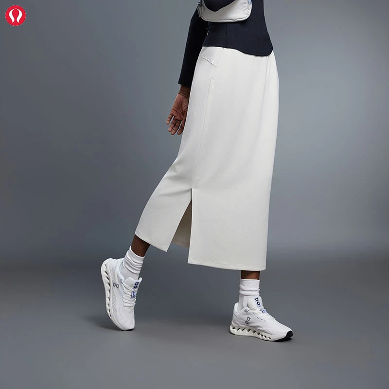 lulu露露首领简约直筒运动裙女装时尚中长款半身裙显瘦开叉包臀裙