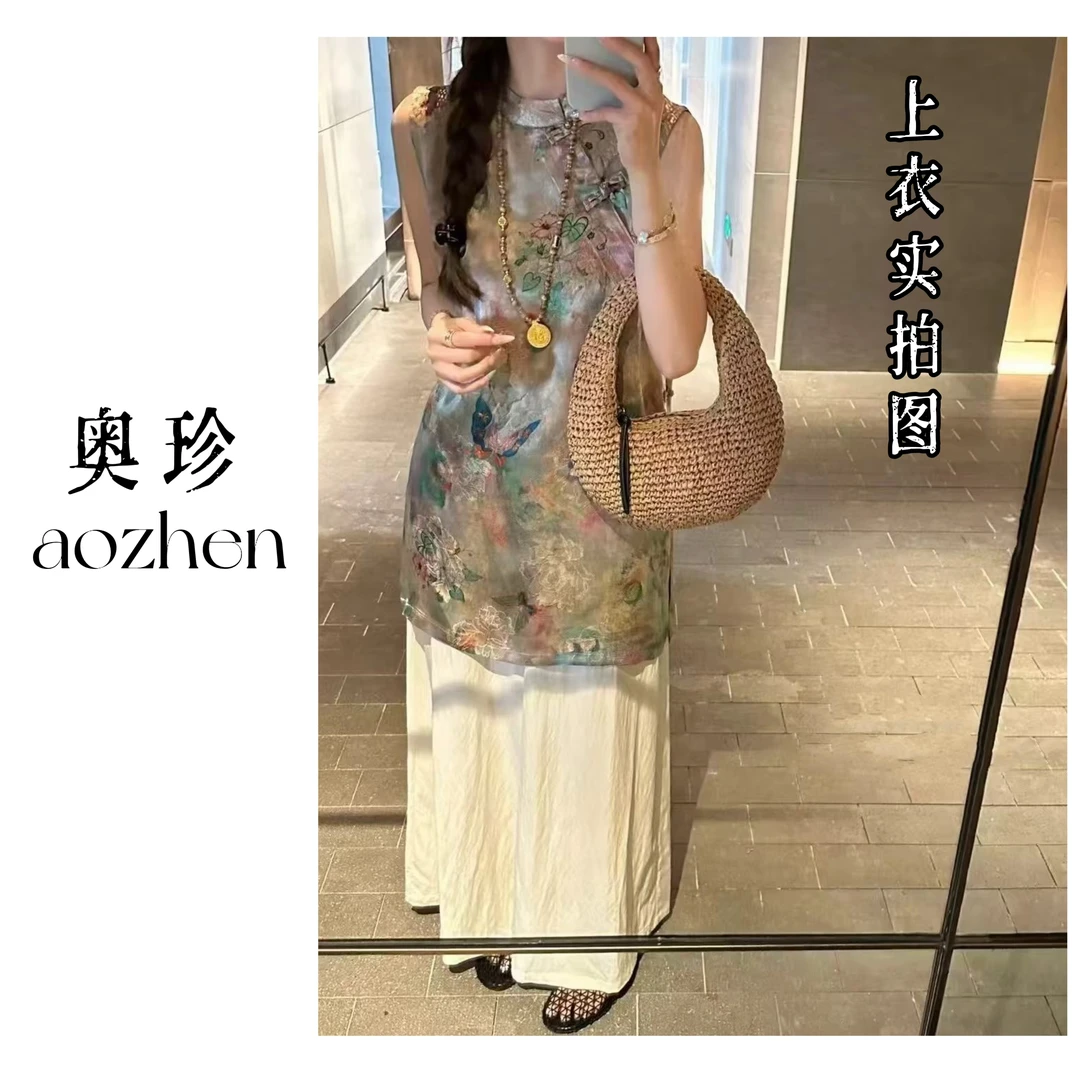 【千金阔太裙】夏季新中式复古印花韩版上衣宽松遮肉显瘦款