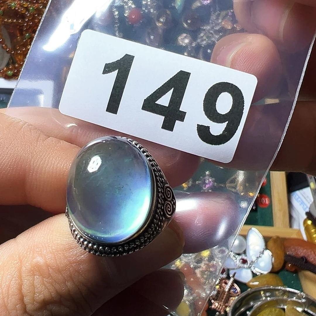 海蓝宝石戒圈银S925镶嵌虚**愚