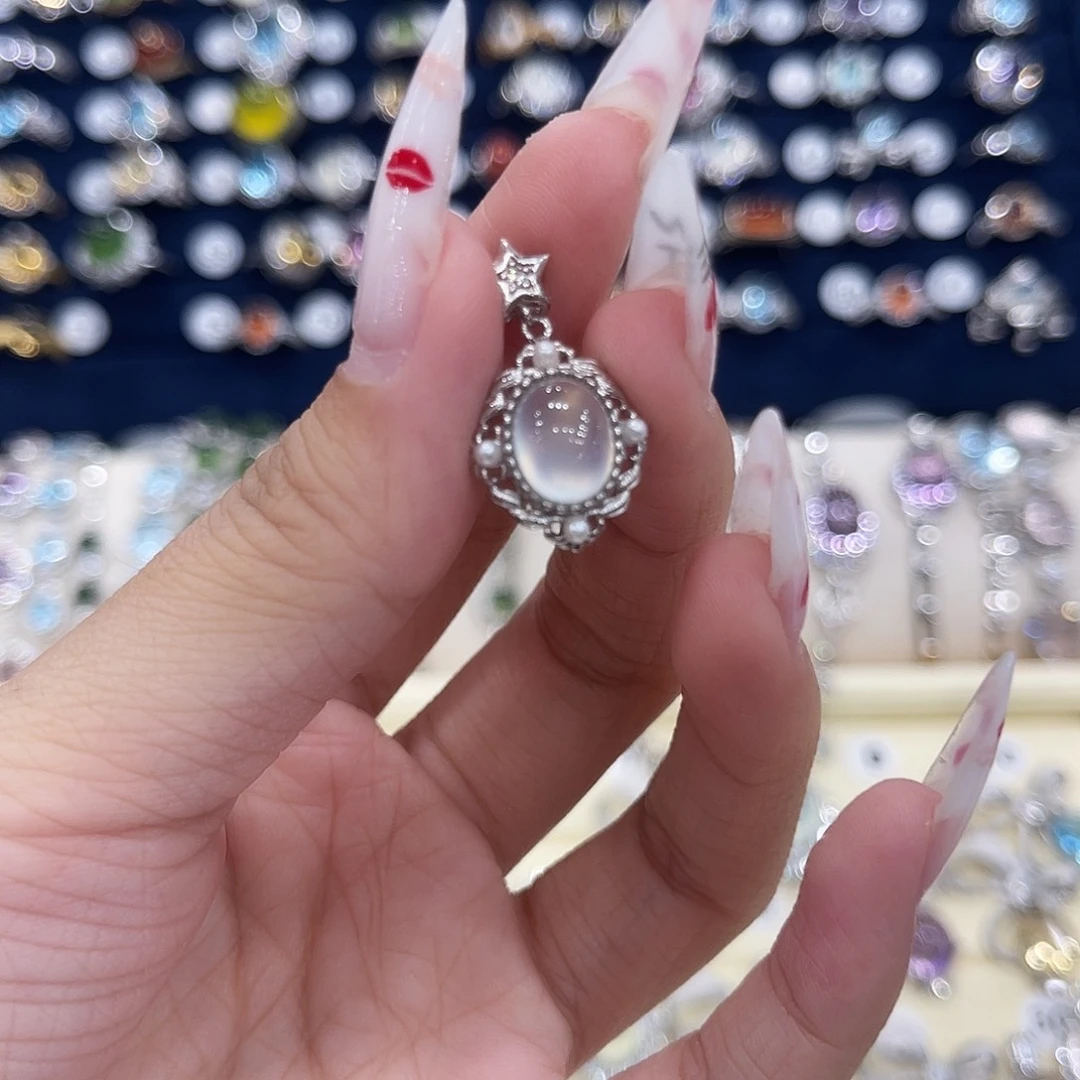 岫玉银S925镶嵌吊坠
