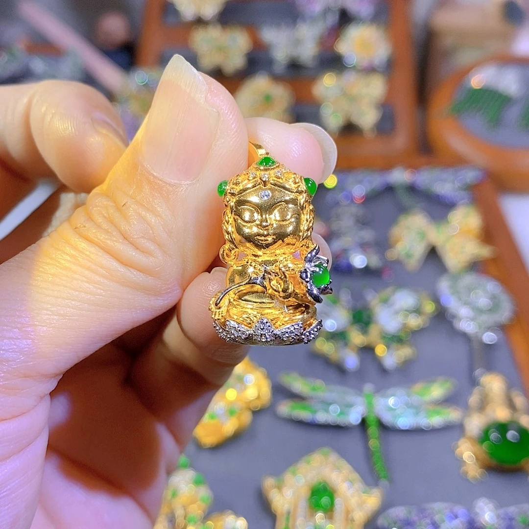 颈饰银S925镶嵌翡翠