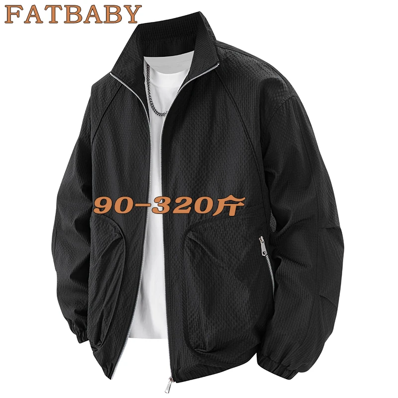 新款上衣大码男士飞行美式潮流百搭立领夹克胖子男生时尚休闲外套