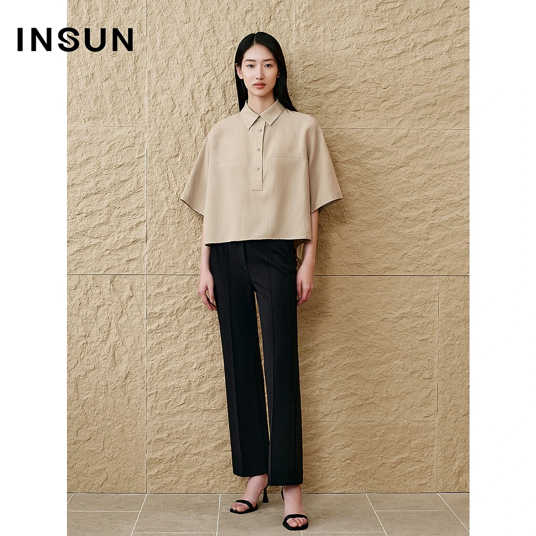 INSUN恩裳专选2025夏季休闲polo领衬衫上衣